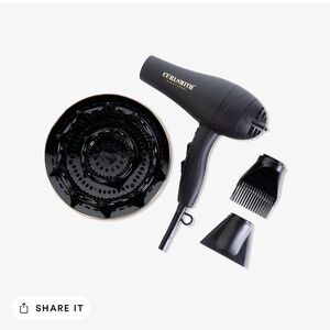 Curlsmith defrizzion fulll size hair dryer with attachments.